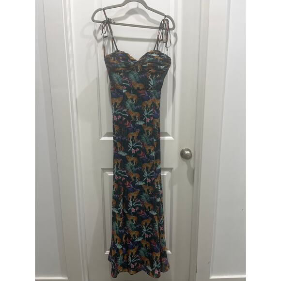 NWT Fame And Partners X FREE PEOPLE Elham Jungle Print Maxi Dress Sz 6 - Picture 3 of 9